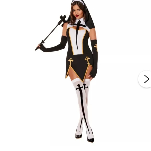 Halloween Women's Adult Sexy Nun Costume sz M/L complete with all accessories - Picture 2 of 16